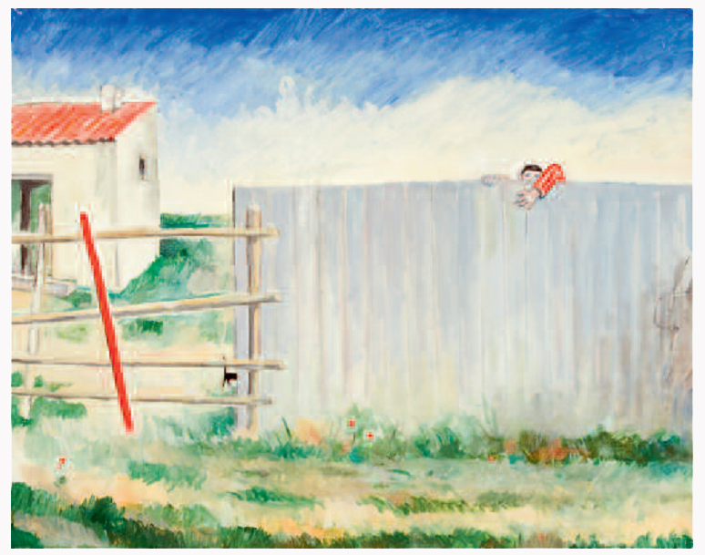 Enfant &agrave; la palissade peinture de Victorin Gali&egrave;re