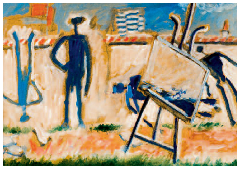 Mur peint tableau et chevalet peinture de Victorin Gali&egrave;re
