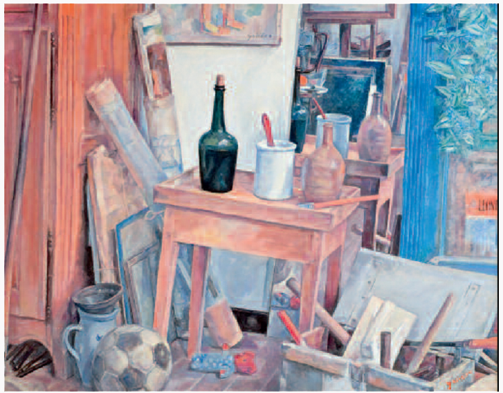 Nature morte &agrave; la bouteille bleue, peinture de Victorin Gali&egrave;re
