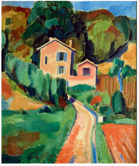 Paysage avec maison, peinture de Victorin Gali&egrave;re