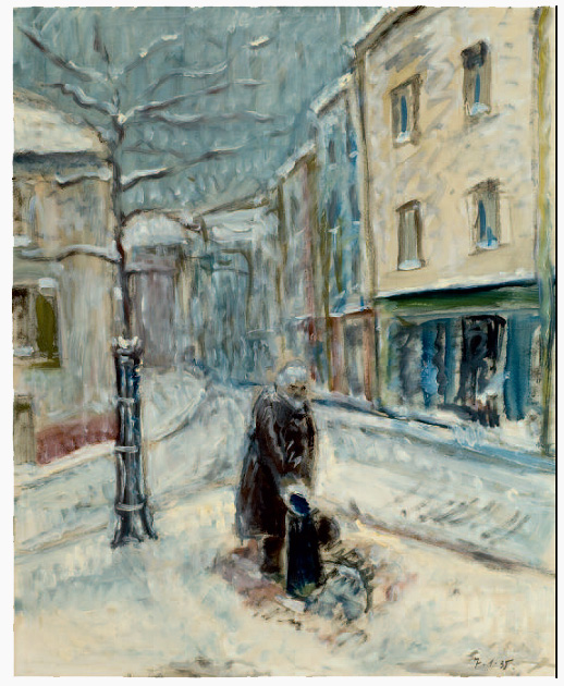 personnage &agrave; la fontaine, peinture de Gali&egrave;re